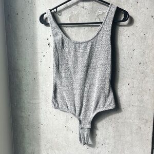 Gray Cotton Tank Bodysuit